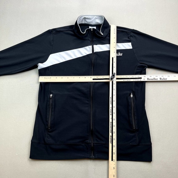 Vintage Nike Track Jacket Womens Large Black Gray Tag Full Zip Swoosh Sportswear - Picture 7 of 10